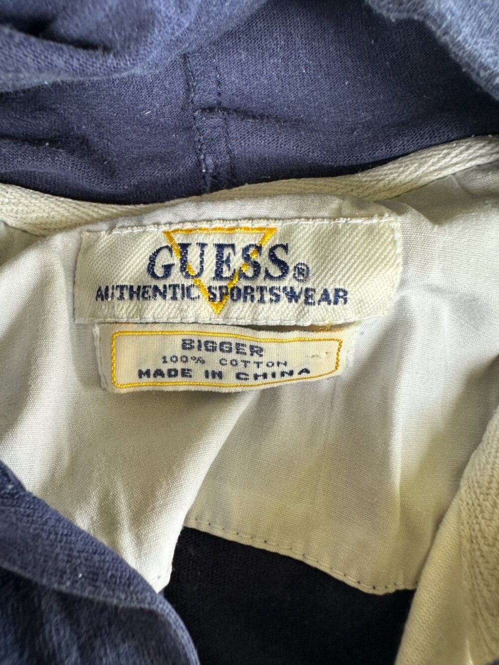 Vintage Guess Authentic Sportswear Men's Blue White Hoodie SS Button Front Shirt - Picture 3 of 9